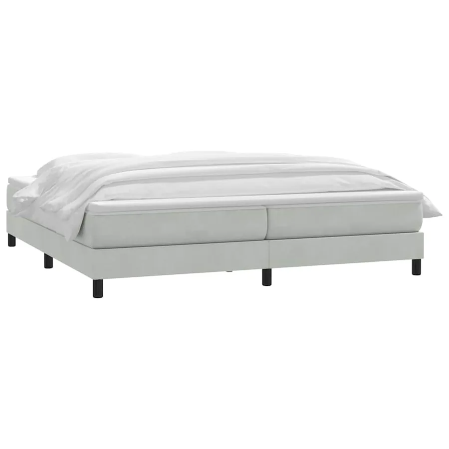 Sommier à lattes de lit et matelas gris clair 200x210cm velours - 3