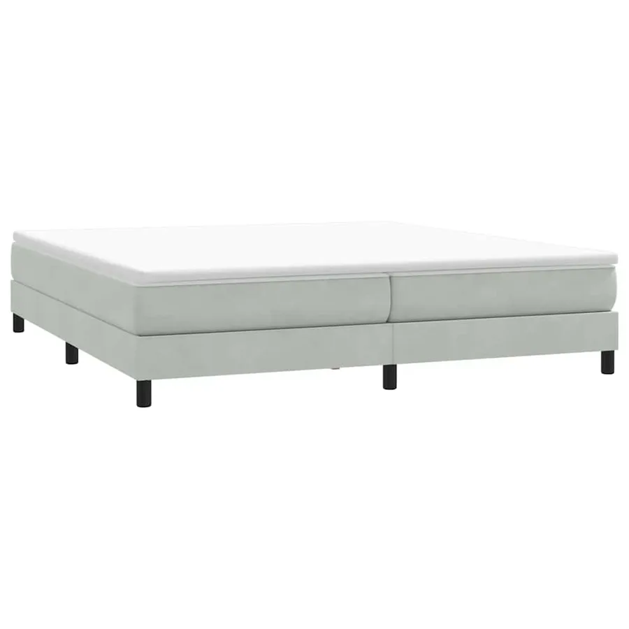 Sommier à lattes de lit et matelas gris clair 200x210cm velours - 5