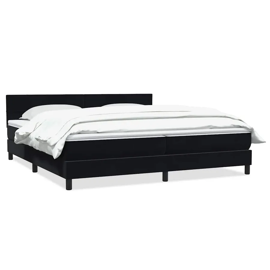 Sommier à lattes de lit avec matelas noir 180x210 cm velours - 2