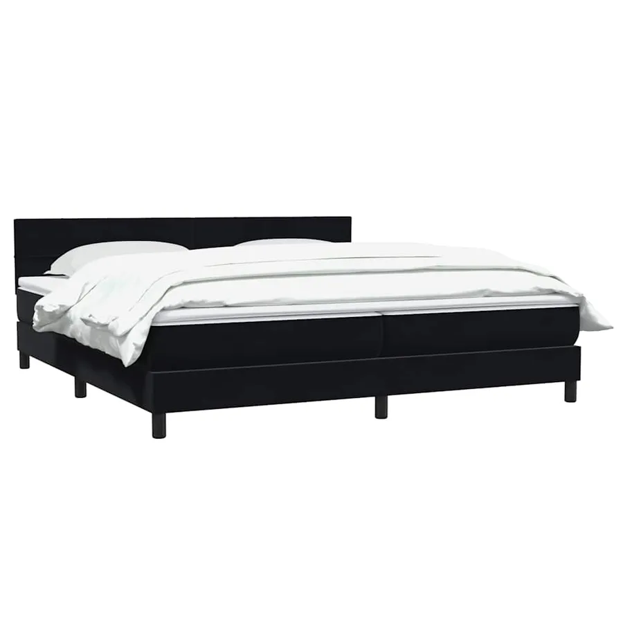 Sommier à lattes de lit avec matelas noir 180x210 cm velours - 3