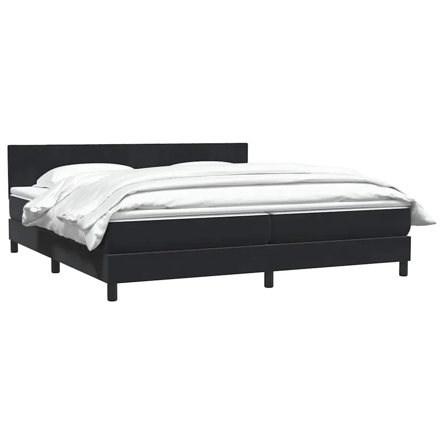 Sommier à lattes de lit avec matelas noir 180x210 cm velours - 4