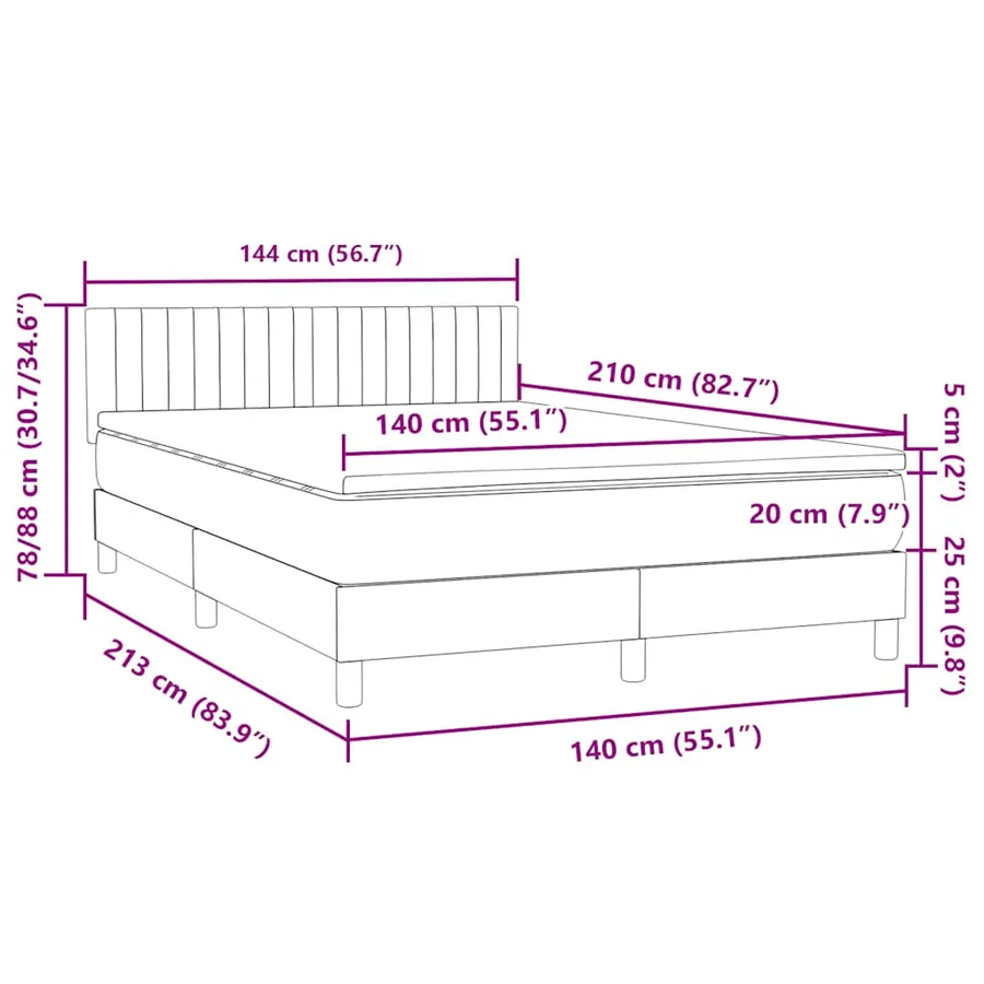 Sommier à lattes de lit avec matelas noir 140x210 cm velours - 12