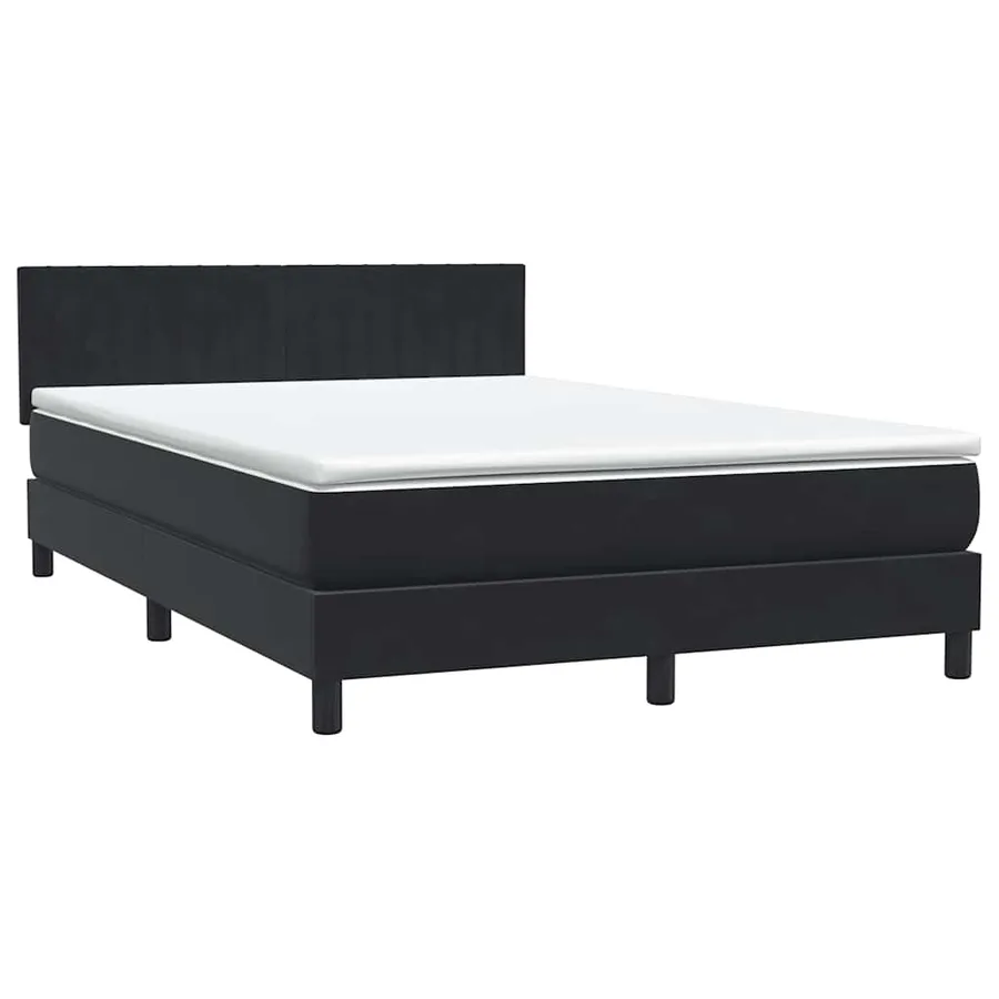 Sommier à lattes de lit avec matelas noir 140x210 cm velours - 2