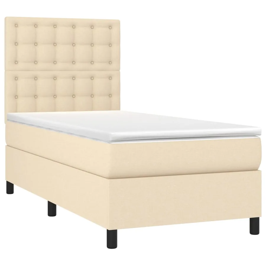 Sommier à lattes de lit avec matelas Crème 90x200 cm Tissu - 3