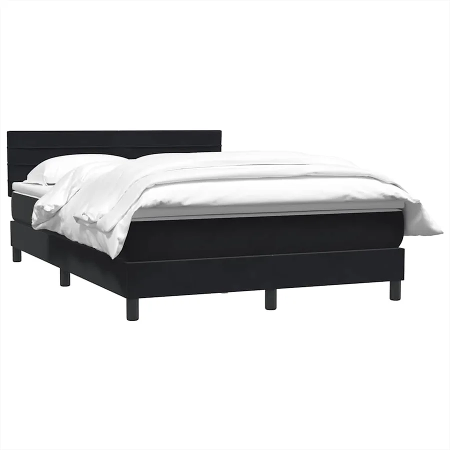 Sommier à lattes de lit avec matelas noir 140x210 cm velours - 3