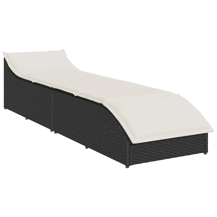Chaise longue pliante coussin et rangement gris résine tressée - 100