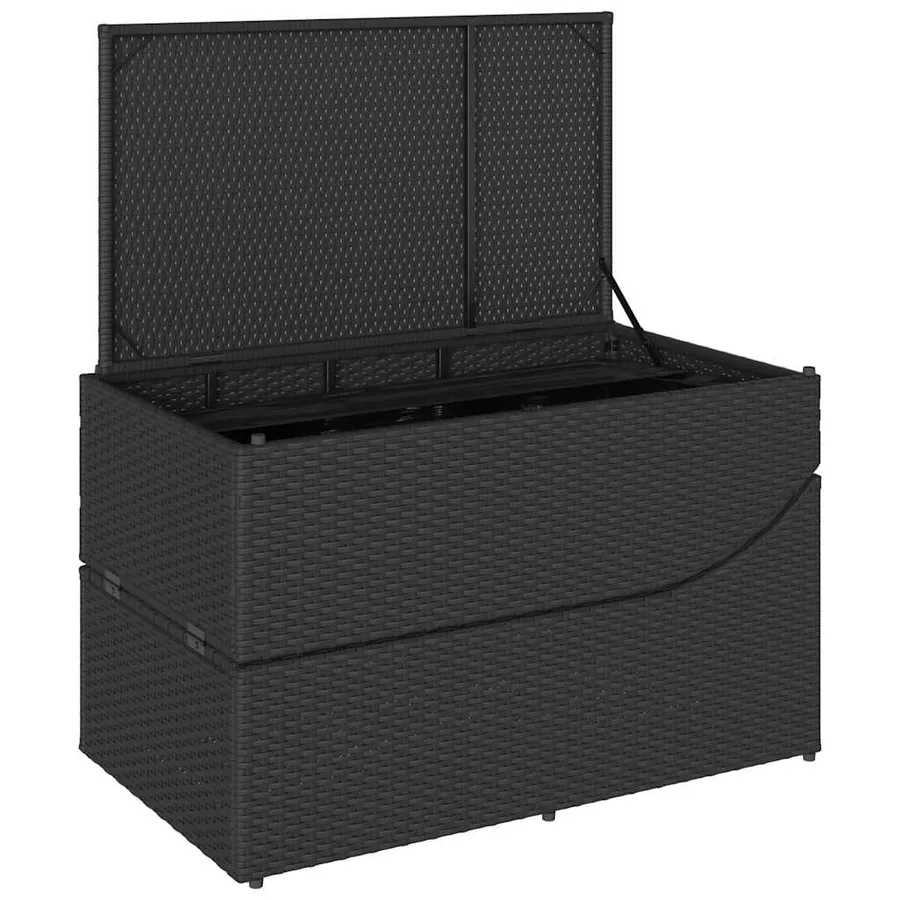 Chaise longue pliante coussin et rangement gris résine tressée - 107