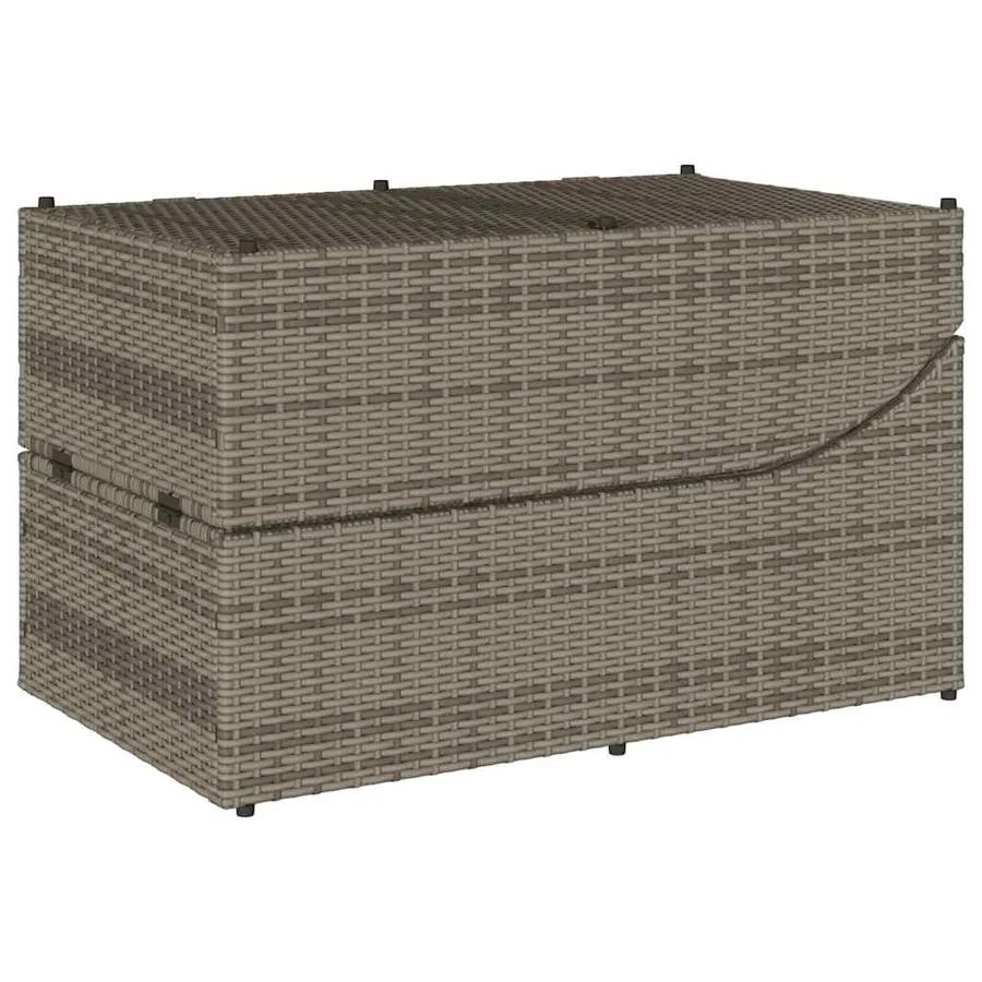 Chaise longue pliante coussin et rangement gris résine tressée - 12