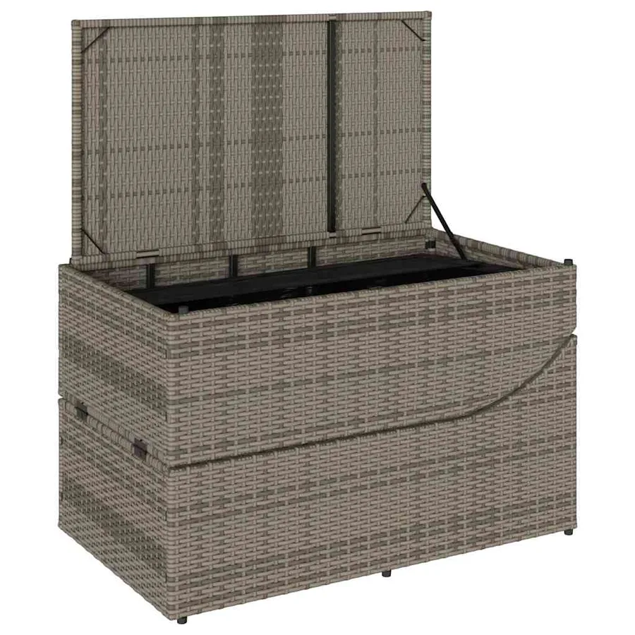 Chaise longue pliante coussin et rangement gris résine tressée - 123