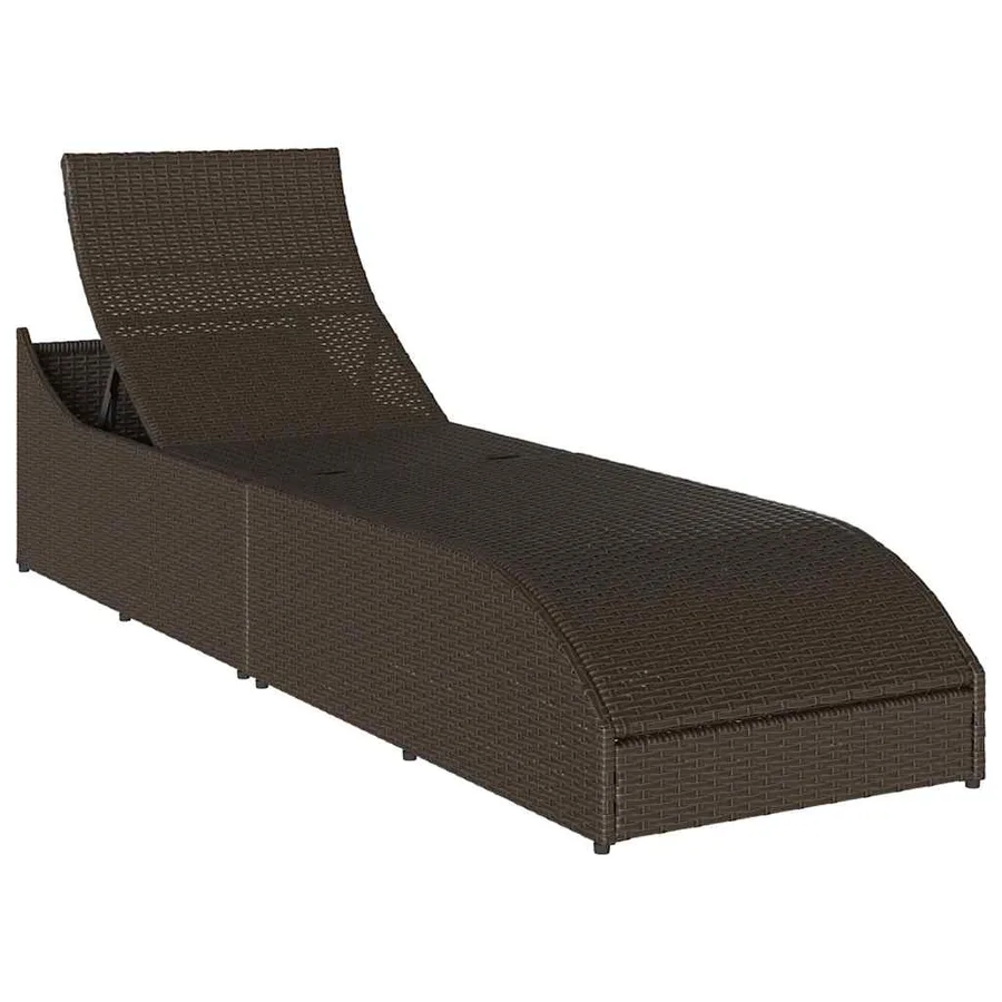 Chaise longue pliante coussin et rangement gris résine tressée - 26