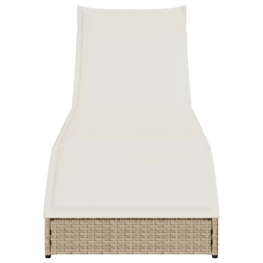 Chaise longue pliante coussin et rangement gris résine tressée - 37