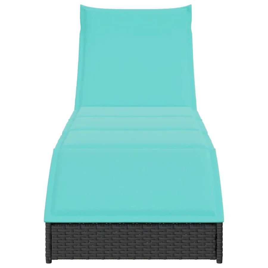 Chaise longue pliante coussin et rangement gris résine tressée - 53