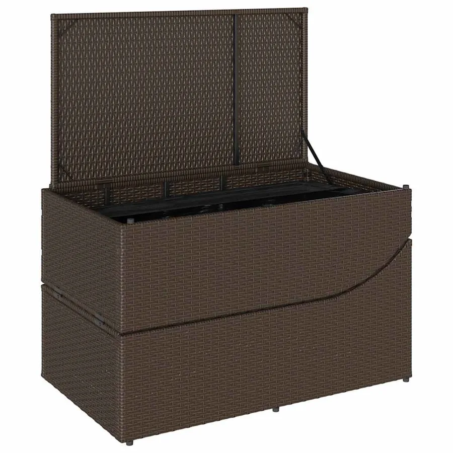 Chaise longue pliante coussin et rangement gris résine tressée - 91