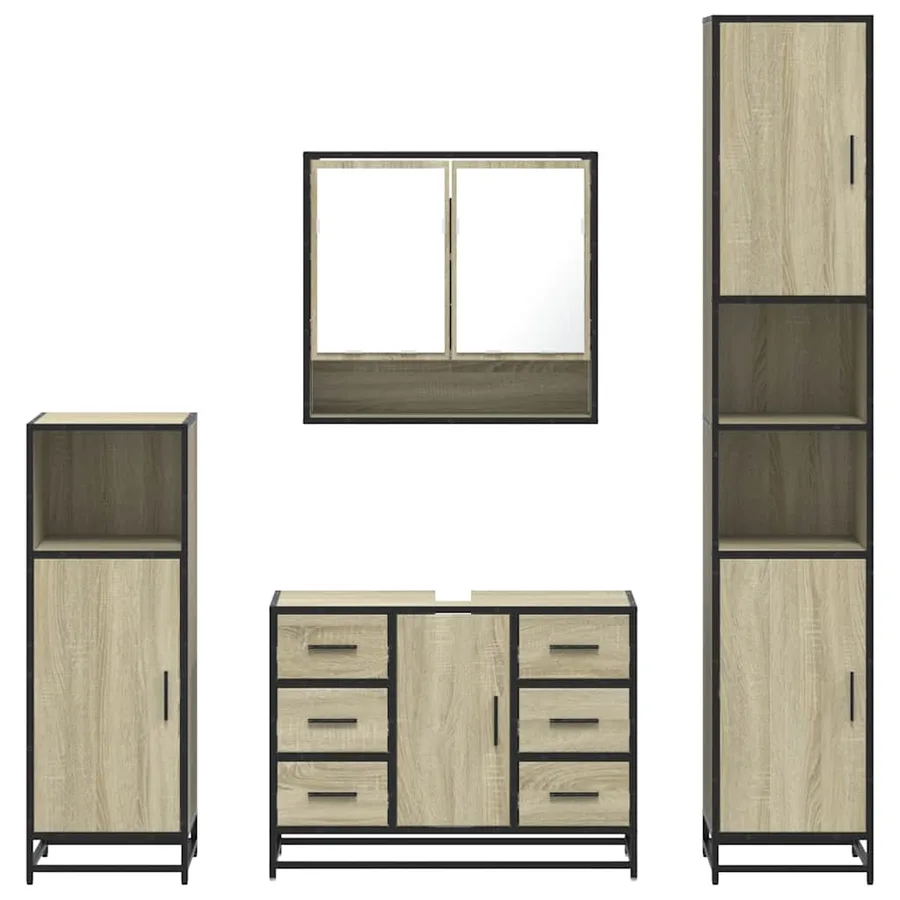 Ensemble de meubles de salle de bain 4 pcs chêne sonoma - 5