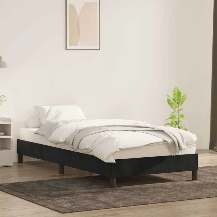 Cadre de lit sans matelas noir 90x210 cm velours - 3