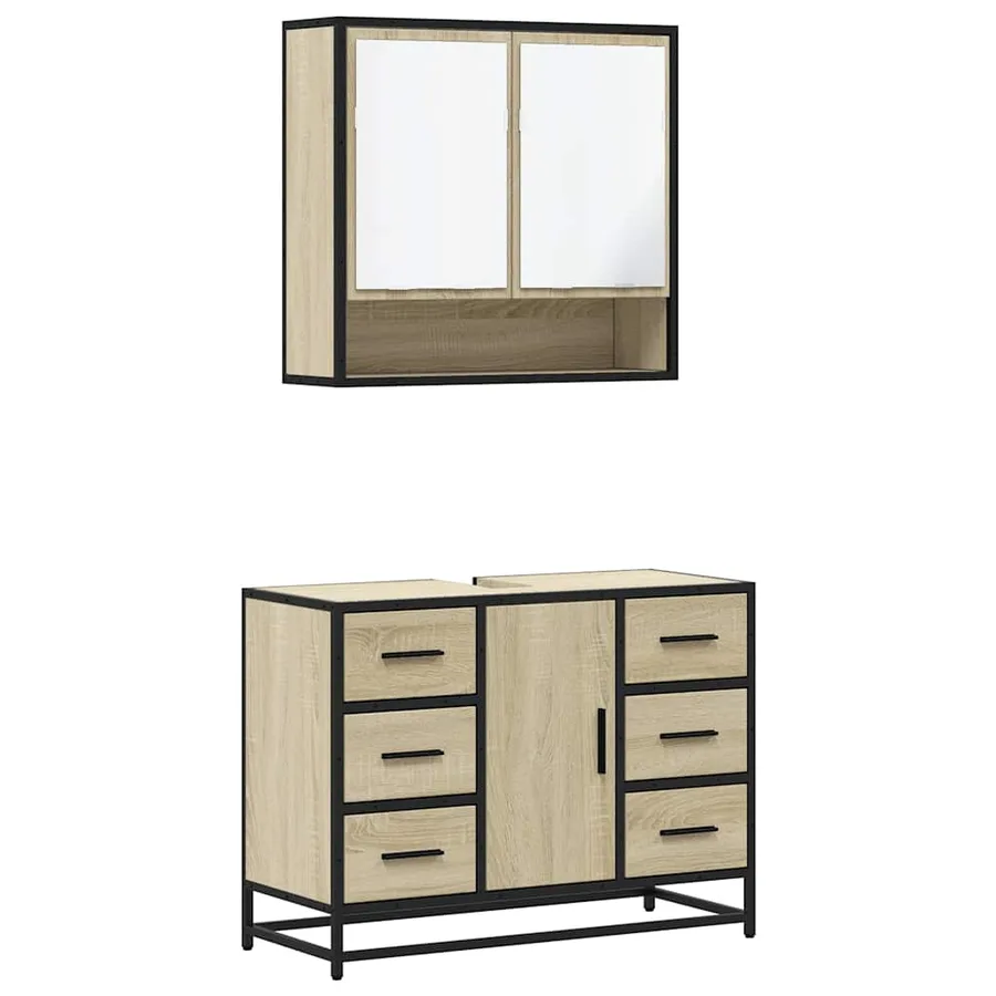 Ensemble de meubles de salle de bain 2 pcs chêne sonoma - 2