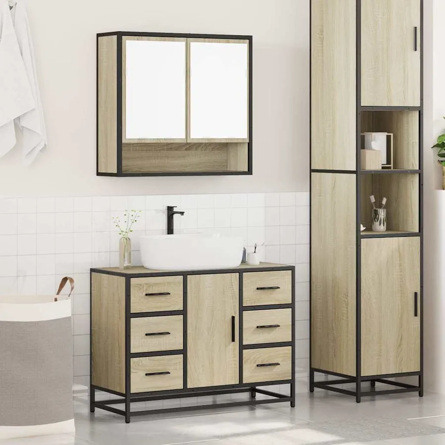 Ensemble de meubles de salle de bain 2 pcs chêne sonoma - 3