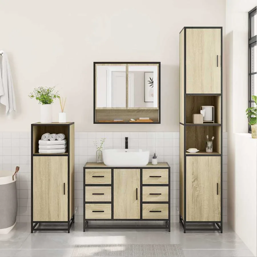 Ensemble de meubles de salle de bain 2 pcs chêne sonoma - 4