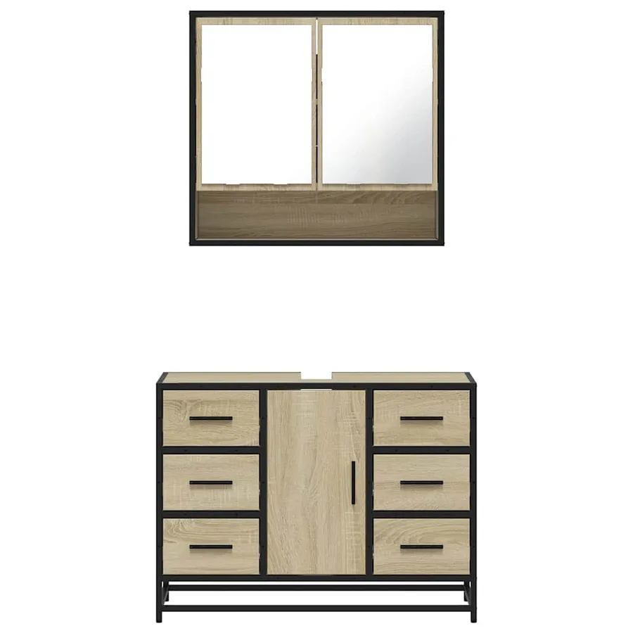 Ensemble de meubles de salle de bain 2 pcs chêne sonoma - 5