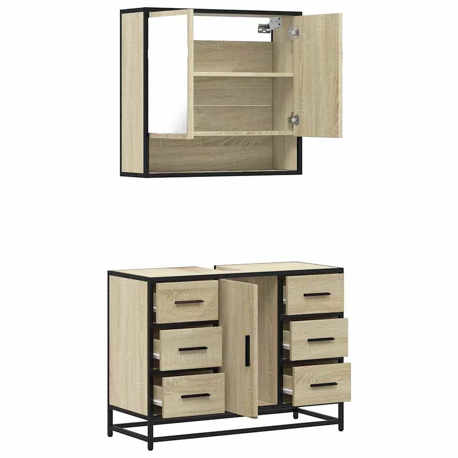 Ensemble de meubles de salle de bain 2 pcs chêne sonoma - 8