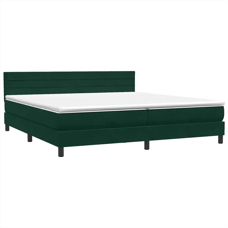 Sommier à lattes de lit et matelas et LED vert foncé 180x210cm velours - 5