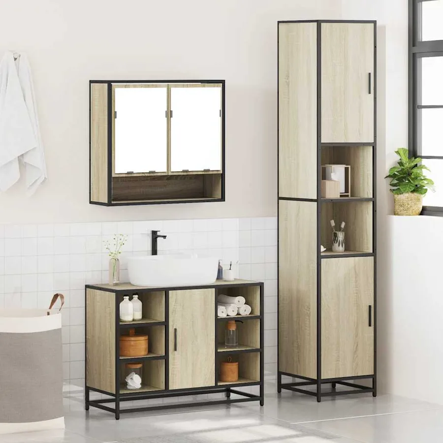 Ensemble de meubles de salle de bain 3 pcs chêne sonoma - 3