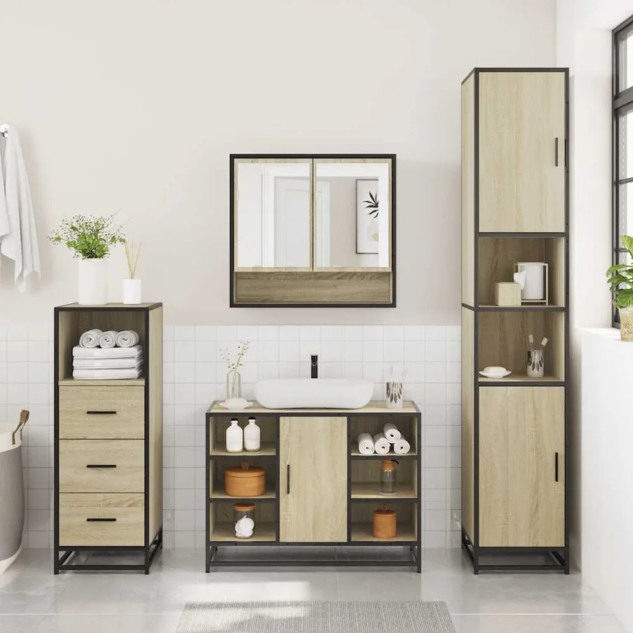 Ensemble de meubles de salle de bain 3 pcs chêne sonoma - 4