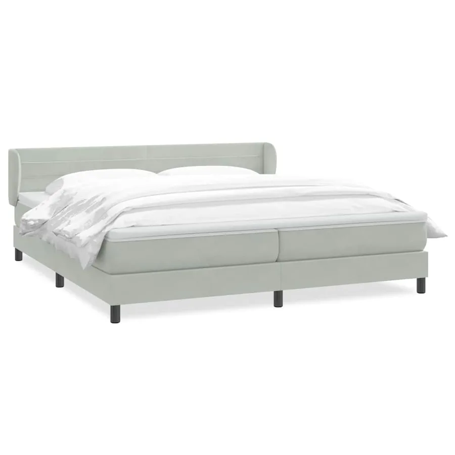 Sommier à lattes de lit et matelas gris clair 180x210cm velours - 2
