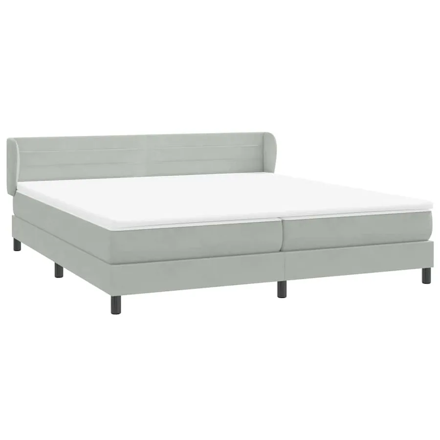 Sommier à lattes de lit et matelas gris clair 180x210cm velours - 4