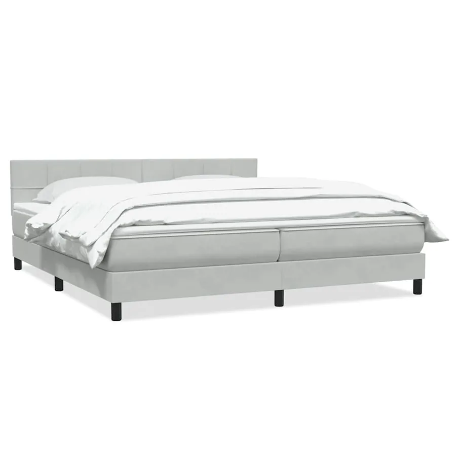 Sommier à lattes de lit et matelas gris clair 180x210cm velours - 2