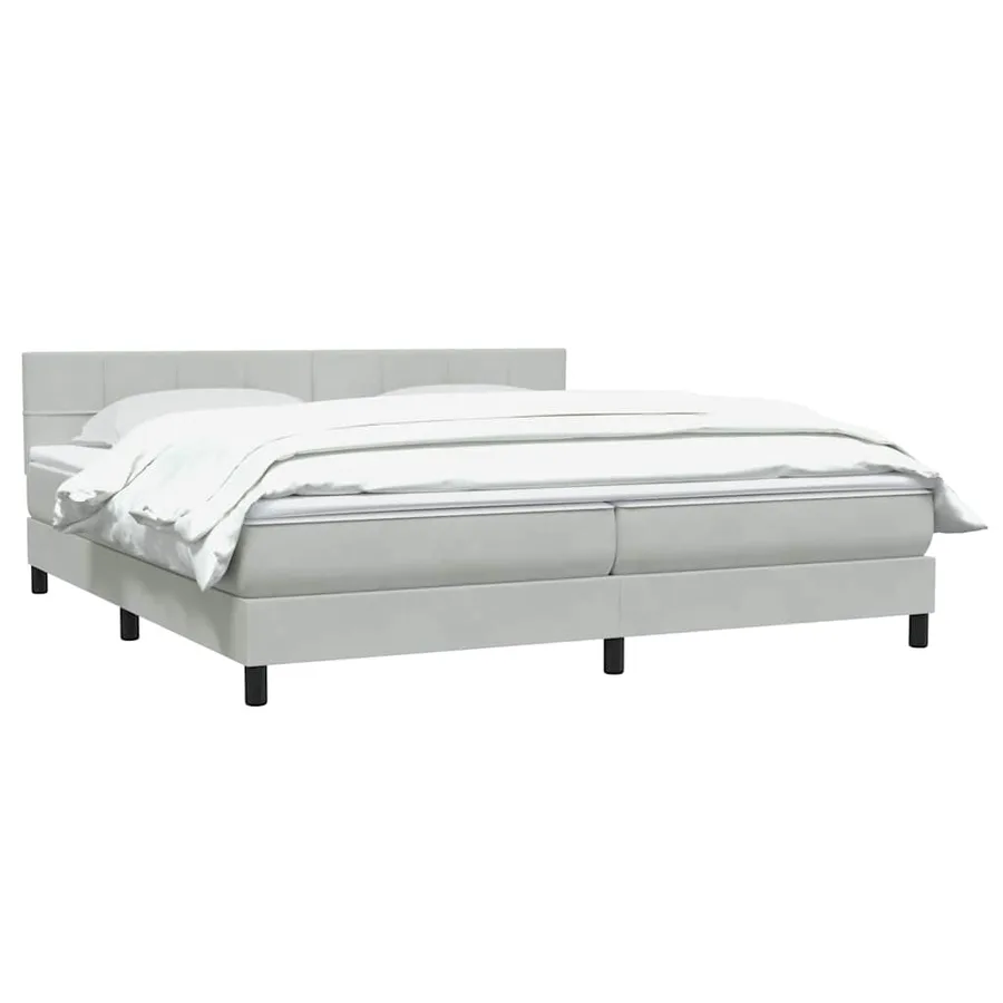Sommier à lattes de lit et matelas gris clair 180x210cm velours - 3