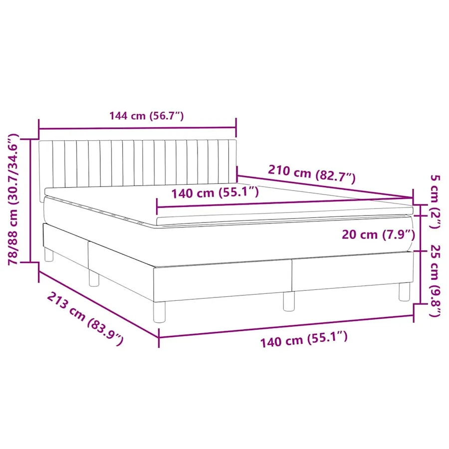 Sommier à lattes de lit et matelas gris clair 140x210cm velours - 12