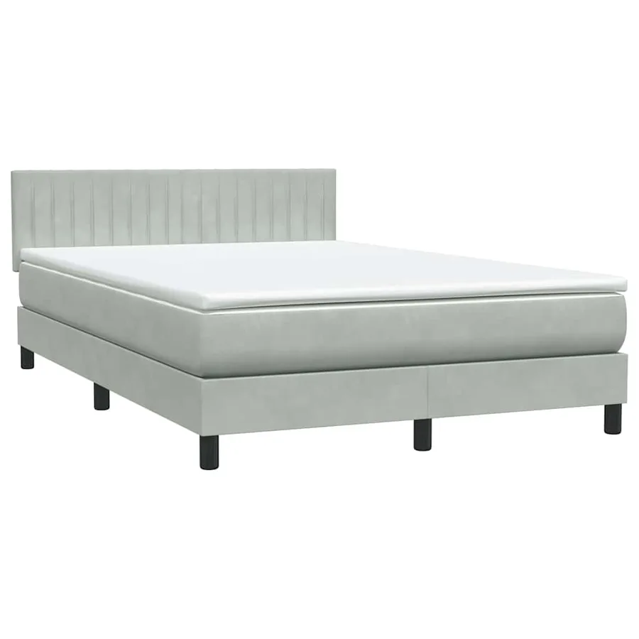 Sommier à lattes de lit et matelas gris clair 140x210cm velours - 2