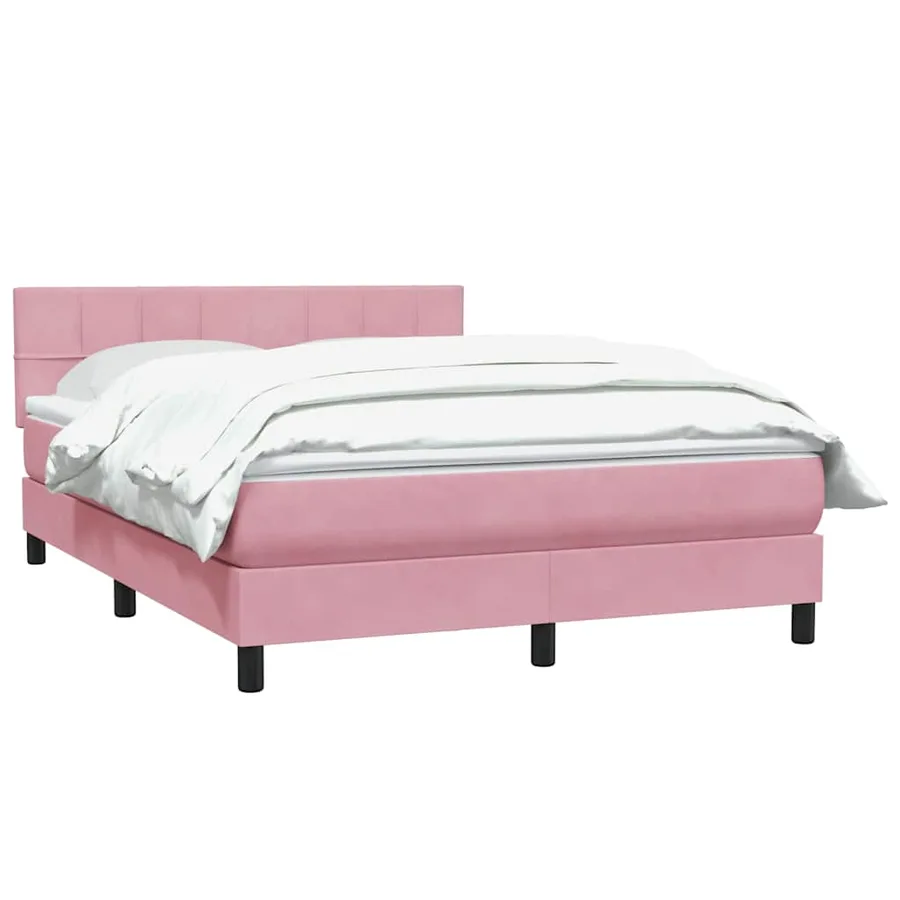 Sommier à lattes de lit avec matelas rose 140x210 cm velours - 3