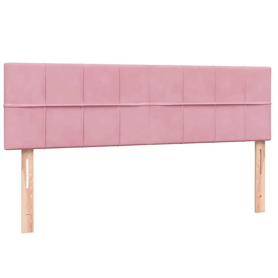 Sommier à lattes de lit avec matelas rose 140x210 cm velours - 6