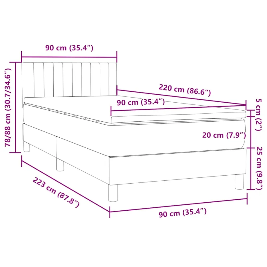 Sommier à lattes de lit et matelas vert foncé 90x220 cm velours - 12