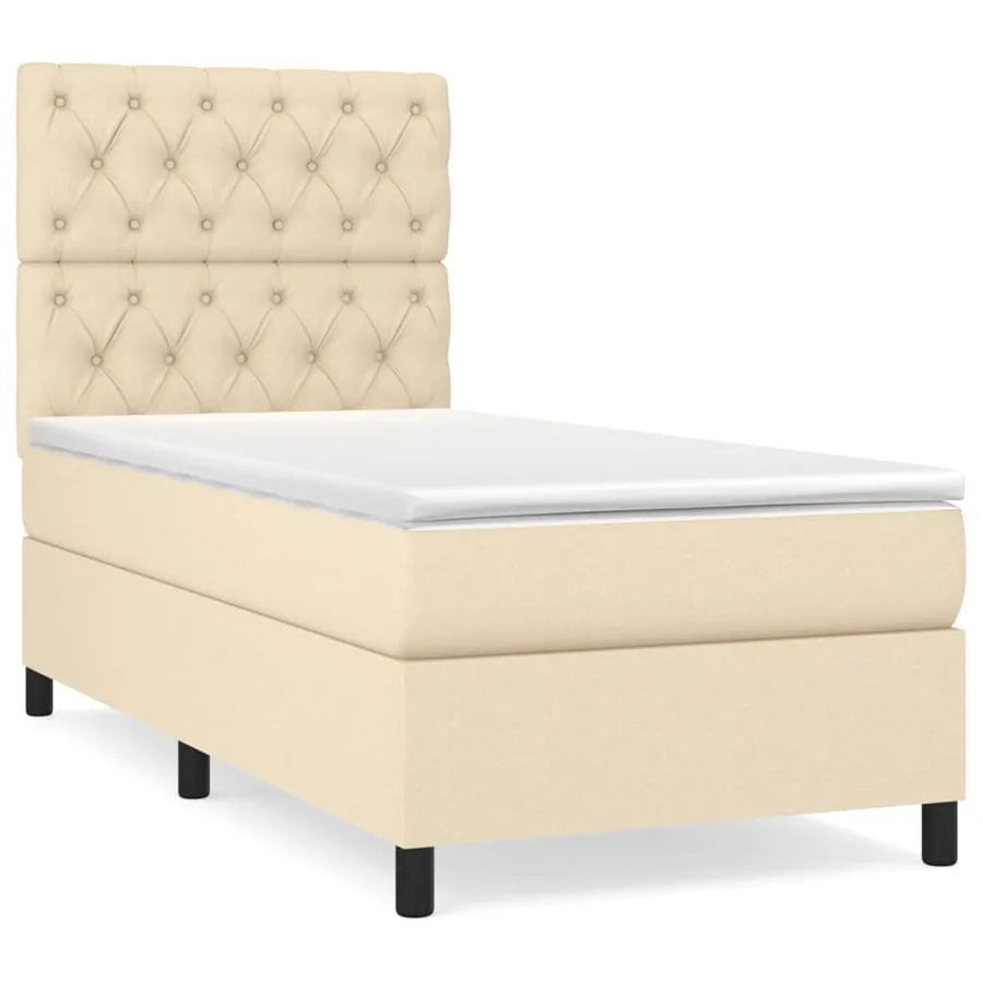 Sommier à lattes de lit avec matelas Crème 80x200 cm Tissu - 2
