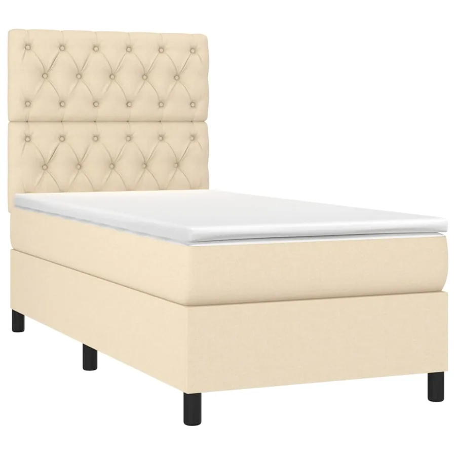 Sommier à lattes de lit avec matelas Crème 80x200 cm Tissu - 3