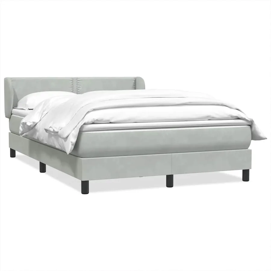 Sommier à lattes de lit et matelas gris clair 140x210cm velours - 2