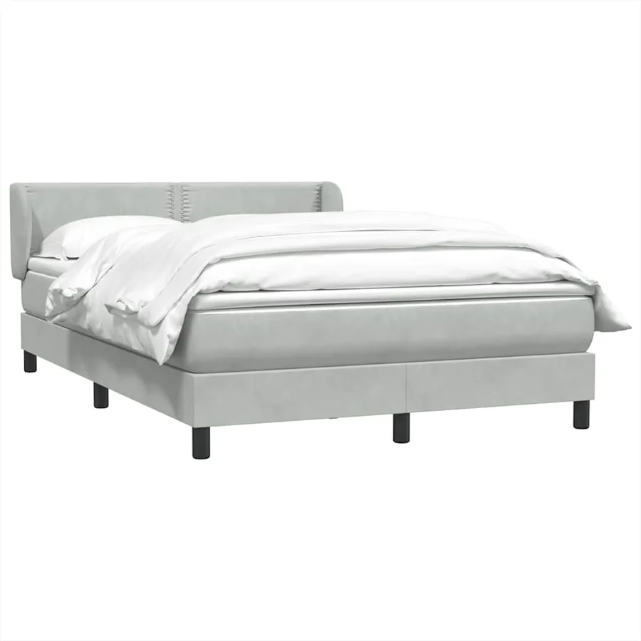 Sommier à lattes de lit et matelas gris clair 140x210cm velours - 3