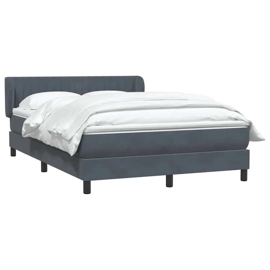 Sommier à lattes de lit et matelas gris foncé 140x210cm velours - 3