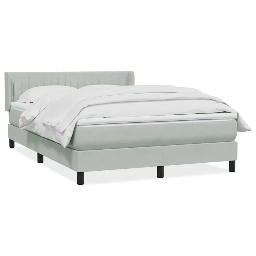 Sommier à lattes de lit et matelas gris clair 140x210cm velours - 2