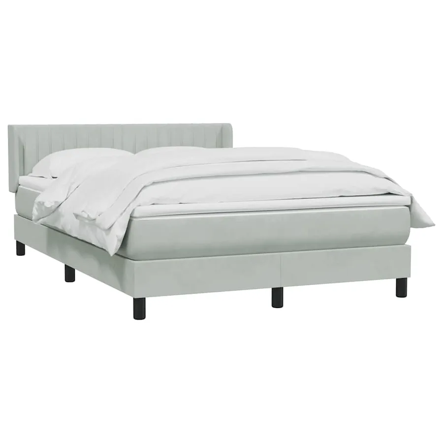 Sommier à lattes de lit et matelas gris clair 140x210cm velours - 3