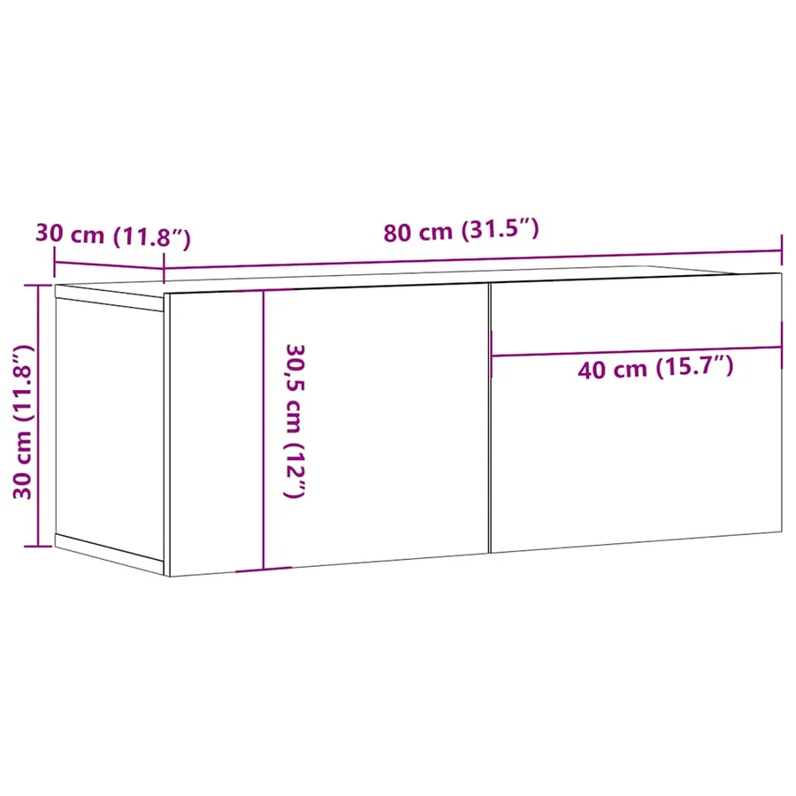 Meubles TV muraux 2 pcs vieux bois 80x30x30 cm - 10