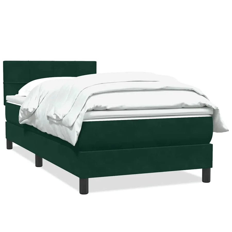 Sommier à lattes de lit et matelas vert foncé 90x220 cm velours - 2