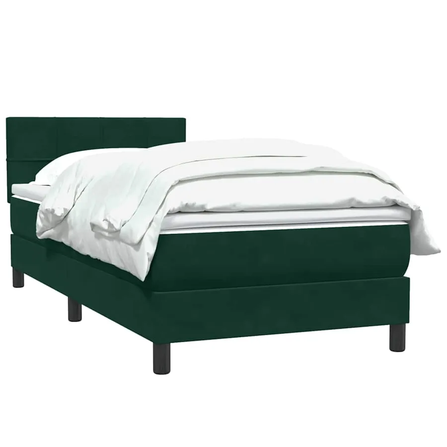 Sommier à lattes de lit et matelas vert foncé 90x220 cm velours - 3