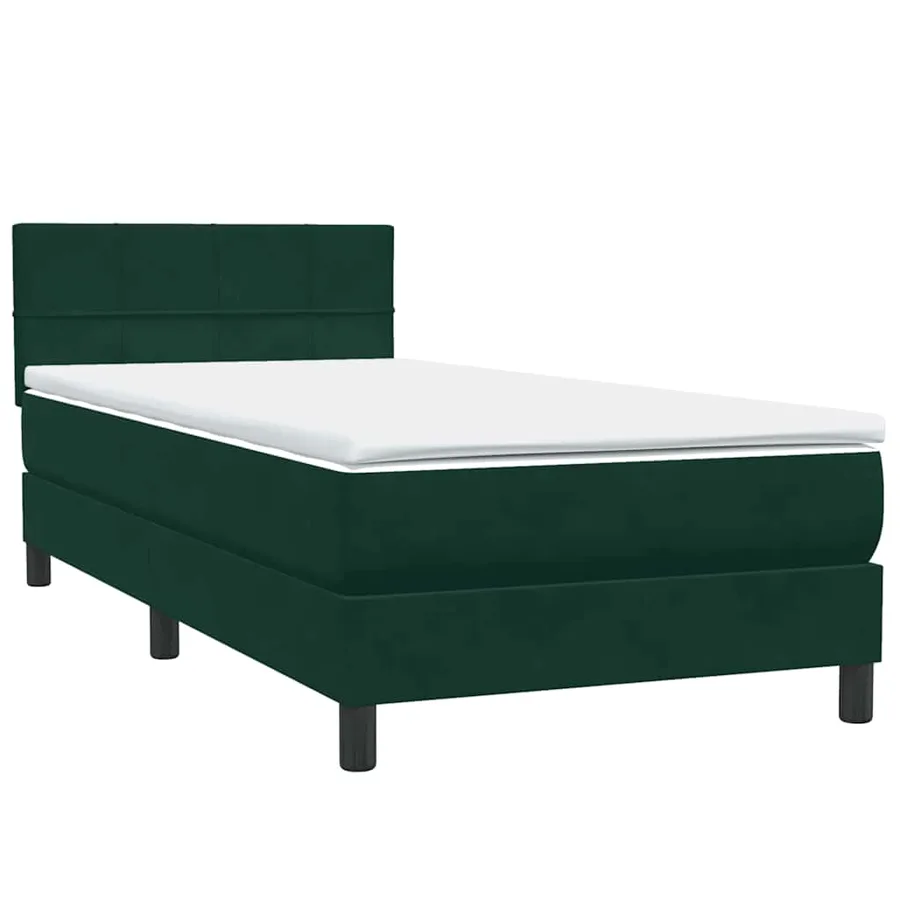 Sommier à lattes de lit et matelas vert foncé 90x220 cm velours - 4