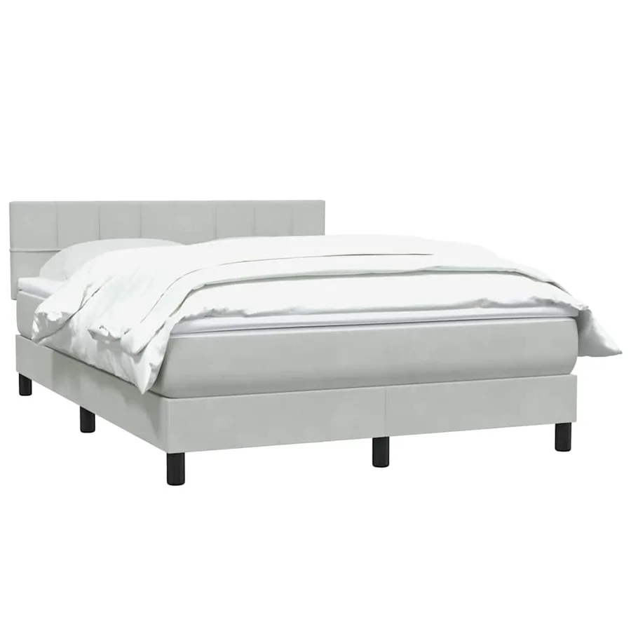Sommier à lattes de lit et matelas gris clair 140x210cm velours - 3