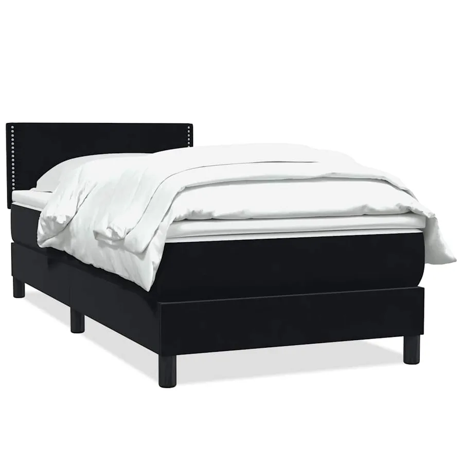 Sommier à lattes de lit avec matelas noir 90x210 cm velours - 2