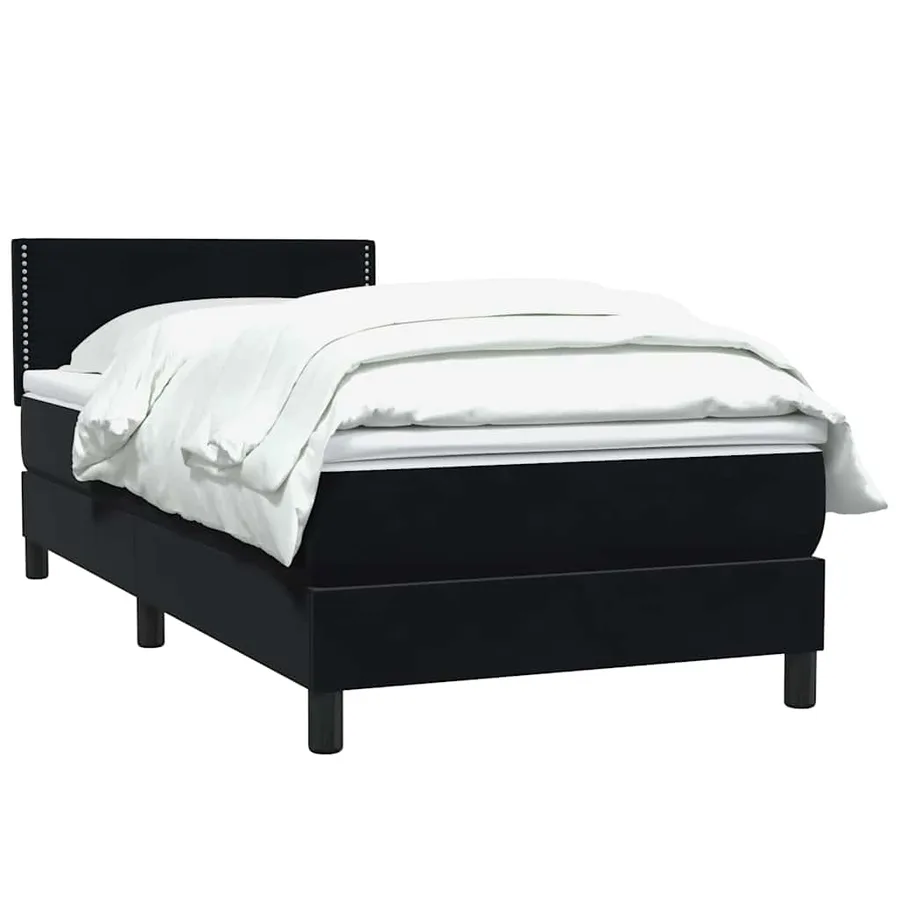 Sommier à lattes de lit avec matelas noir 90x210 cm velours - 3